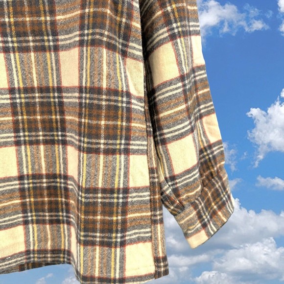 Vintage Pendleton Wool Board Shirt Flannel Plaid Loop Collar Flap Pockets Medium - Picture 2 of 10